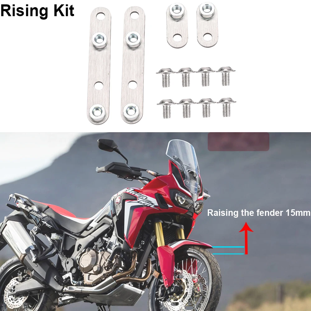 

For Honda CRF1000L Africa Twin ADV Front Fender Mudguard Riser Rising Kit Up 15mm Stainless Steel Adjustable CRF1000L 2016-2019