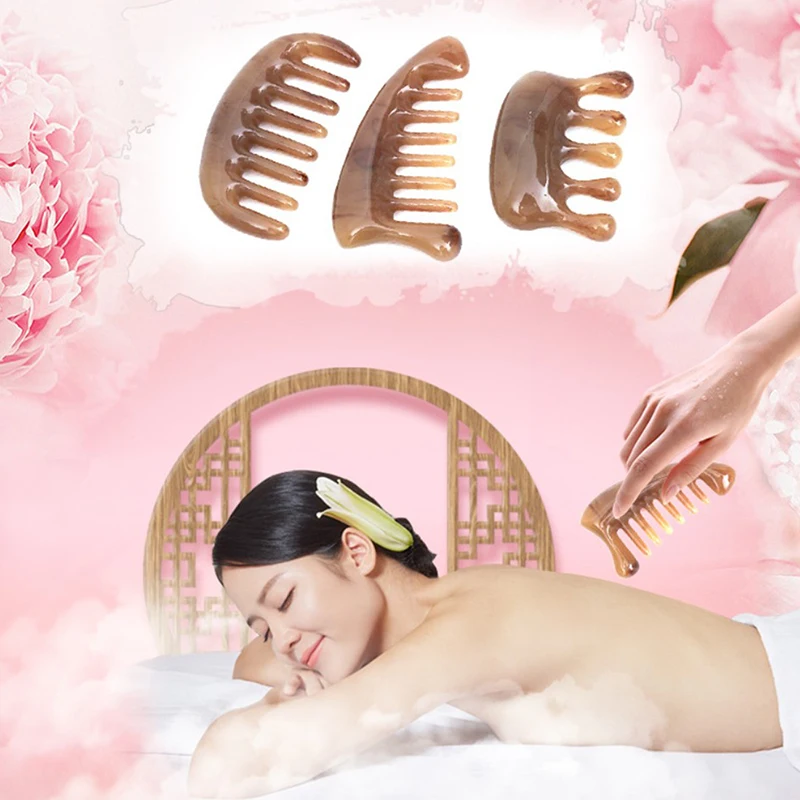 

1Pc Natural Resin Pocket Comb Wide Toothed Comb SPA Guasha Scalp Massager
