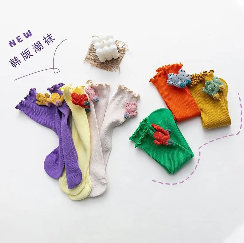 

RiniLucia Autumn Winter Children Socks Boys Girls Soft Double Needle Cotton Tube Socks Kids Solid Cartoon Sport Socks