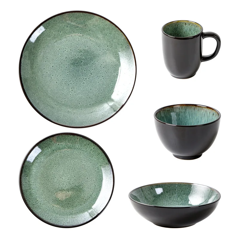 

Ceramic Plate Nordic Steak Plate Creative Western Plate Dish Plate Kiln Change Malachite Green Fruit Plate Household Disc Bowl