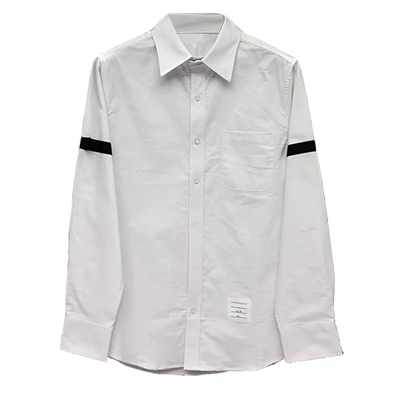 TB Shirt Men's Turn-down Collar Shirt Oxford Long-sleeved Formal White Shirt Shirt Cotton Striped Button Decoration Shirts