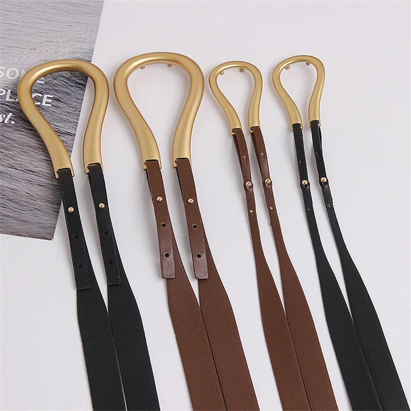 

Women's horseshoe buckle belt for women skirt coat sweater decorative waistband female belt luxury