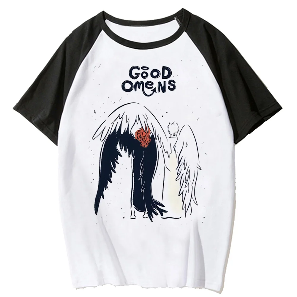 Женские футболки Good Omens топ в стиле Харадзюку женская уличная одежда с комиксами