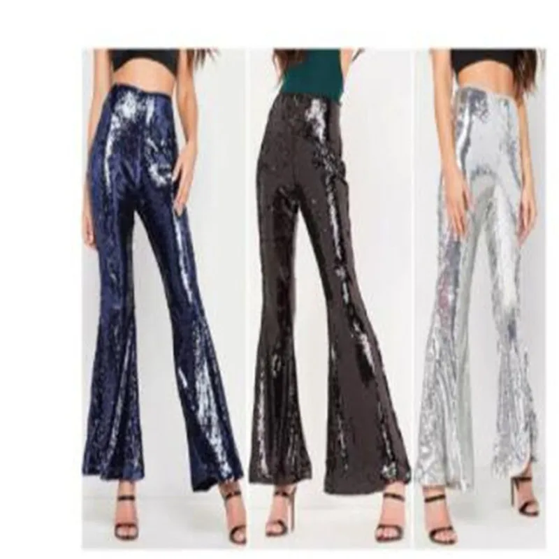 

The Spring of 2023 The New Embroidery Sequins Straight Canister Shiny Swan Suede of Height Wide Leg Pants Womens Fashion