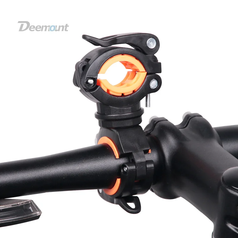 

Deemount Bicycle Light Bracket Bike Lamp Holder LED Torch Headlight Pump Stand Quick Release Mount 360 Degree Rotatable HLD-211