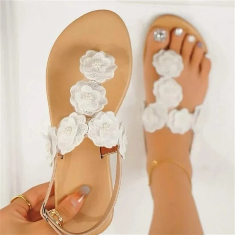 New  Women's Sandals 2023 Ladies Camellia Herringbone Jelly Shoes Fashion Flat Soft Bottom Beach Females