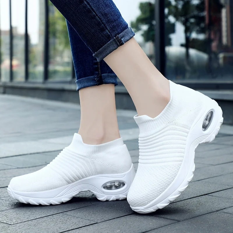 

Women Walking Shoes Running Mesh Shoes Fashion Platform Slip-On Sneaker Air Cushion Gym Modern Dance Shoes Men Turnschuhe