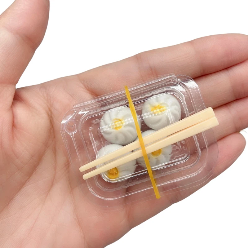 

1:12 Dollhouse Miniature Mini Lunch Box Disposable Chopsticks Plastic Cutlery Steamed Stuffed Bun Food Model Toy