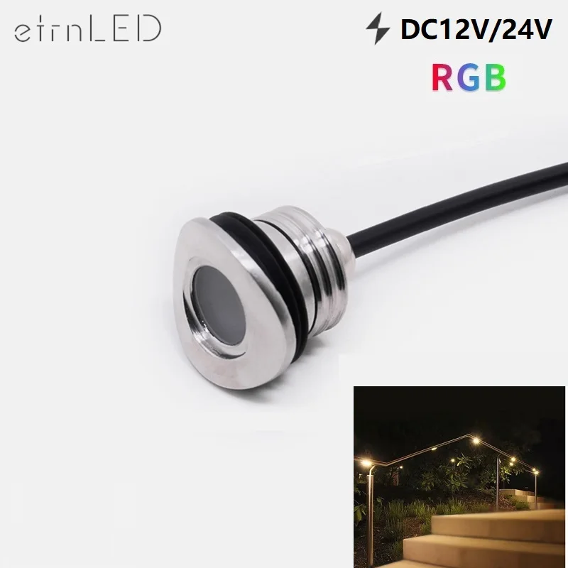 

etrnLED 12V 24V Outdoor LED Handrail Stair Railing Curved Light Waterproof IP68 RGB Mini Recessed Spot Exterior Terrace Lamp 1W