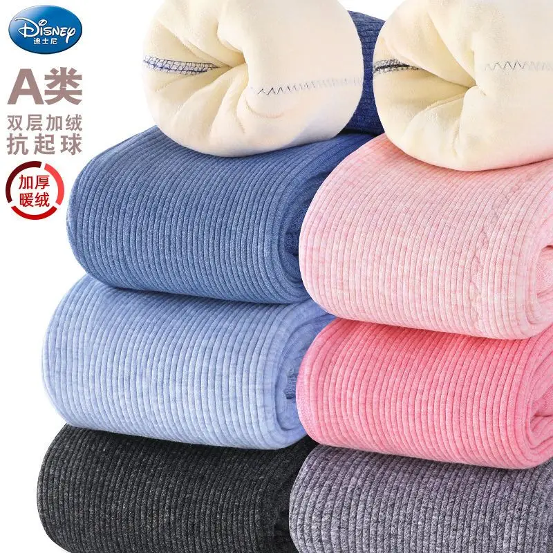 

Disney Kawaii Children's Warm Pants Cotton Pants Winter Boys and Girls Plush Bottom Warm Pants Baby Wears Thick Thermal Pants
