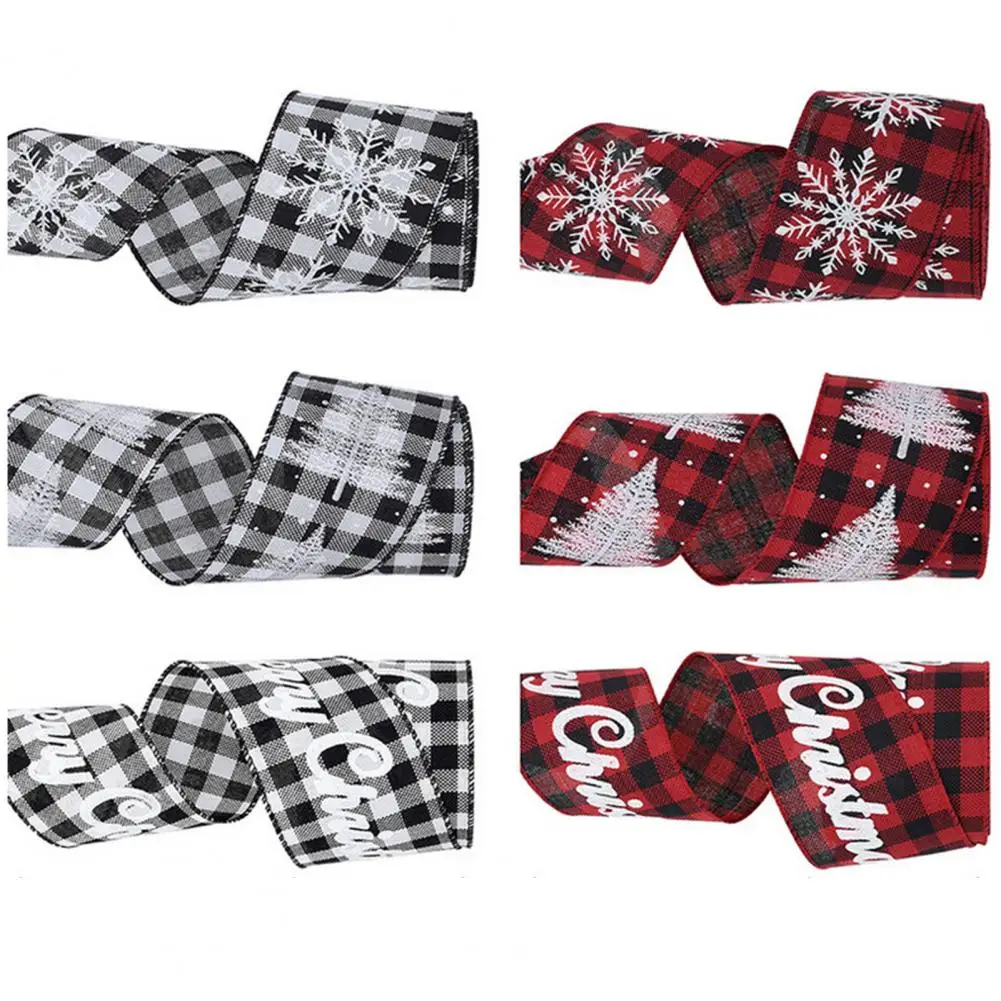 

Attractive Soft Fine Workmanship Xmas Plaid Tree Snowflake Decor Ribbon Christmas Ribbon Christmas Tree Ribbon 6Pcs