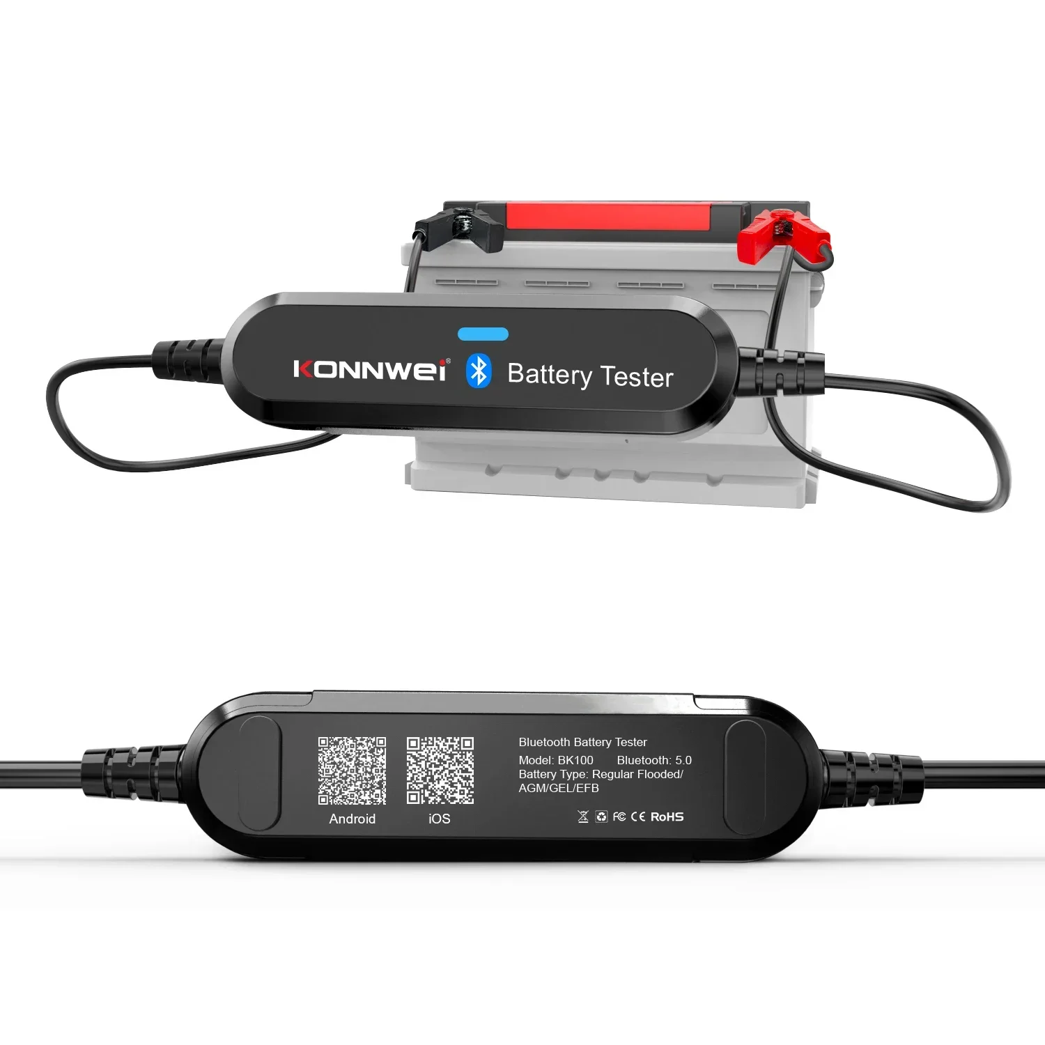 KONNWEI BK100 Bluetooth 5 0 Автомобильный тестер аккумулятора для мотоцикла 6 В 12 Монитор