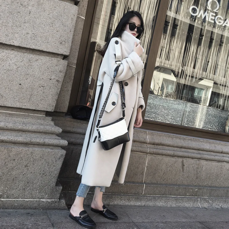 

2023 Women Autumn Winter Fashion Sheep Shearing Jackets Female Long Loose Overcoats Ladies Genuine Wool Fur Warm Coats A61