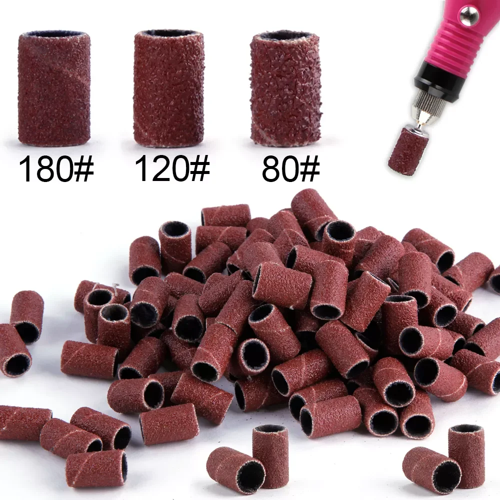 

50/100Pcs Nail Drill Bits Sanding Bands Pedicure Caps Sander Bits Electric Manicure Machine Nail Polish Remover Gel Accessories