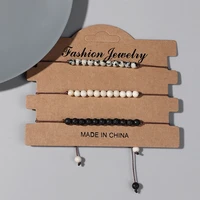 3pcs handmade stone beads rope braid bracelet for women men adjustable couple friendship bracelet boho charm jewelry gifts