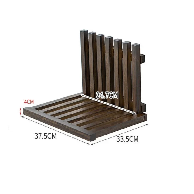 Складной стул с креплением на стену невидимый для смены обуви из массива дерева