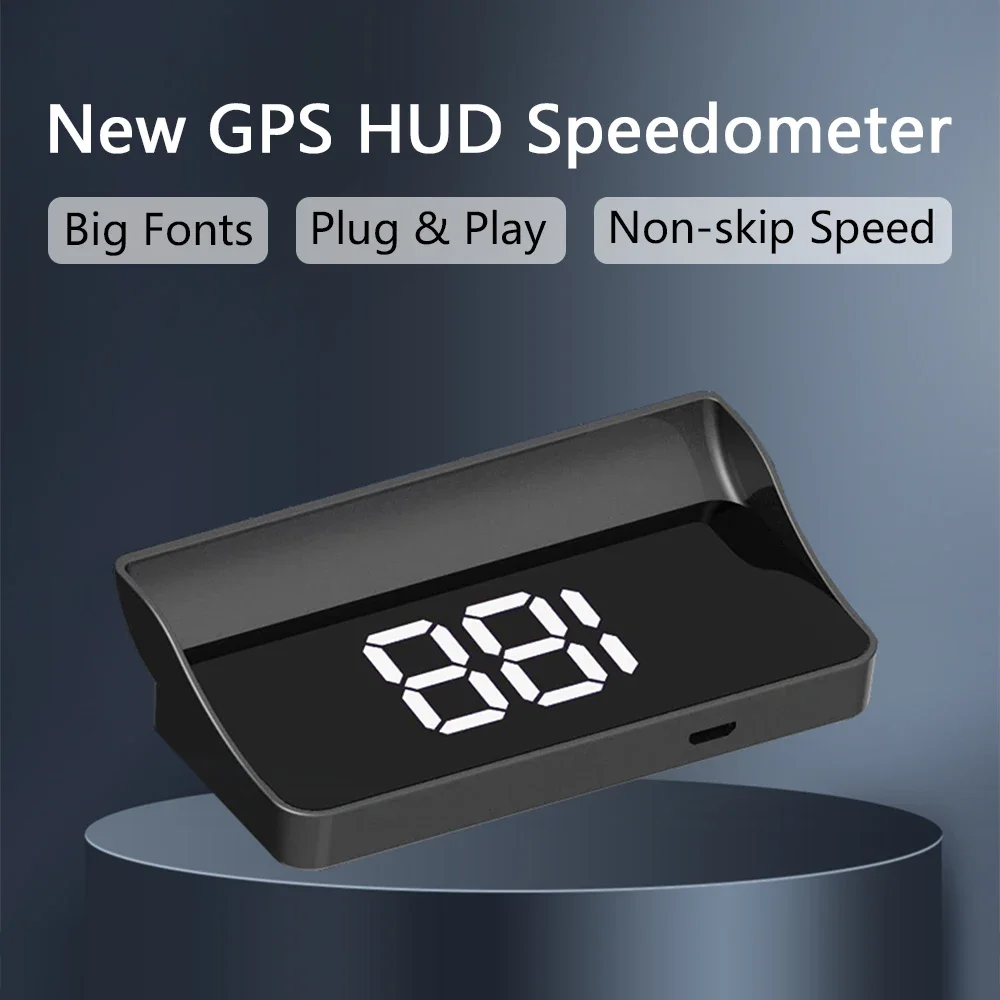 Фото QC W1 GPS HUD Цифровой спидометр Plug And Play Проекционный дисплей для всех автомобилей Большой шрифт KMH Проектор на лобовое стекло Автомобильные аксессуары №2