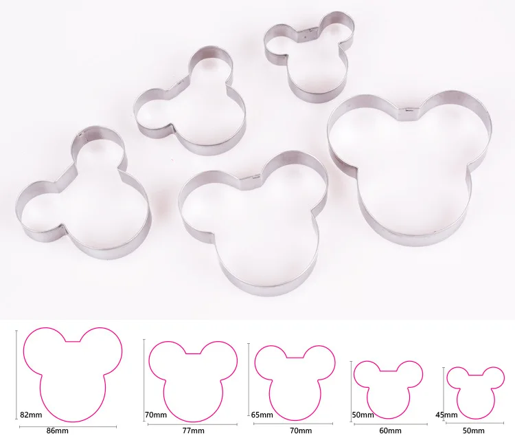 5 шт./компл. форма с рисунком головы Микки Мауса из нержавеющей стали для торта
