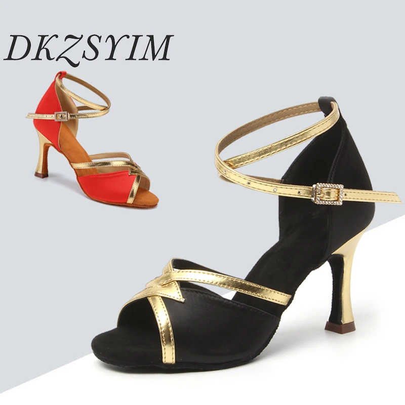 DKZSYIM Latin Dance Shoes for Women/Ladies/Girls Ballroom Salsa Tango Sneakers Training Dance Shoes Hells 5CM Dance Sandals New