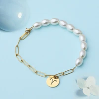 stainless steel half chain pearl bracelet aries etc pendant women gifts