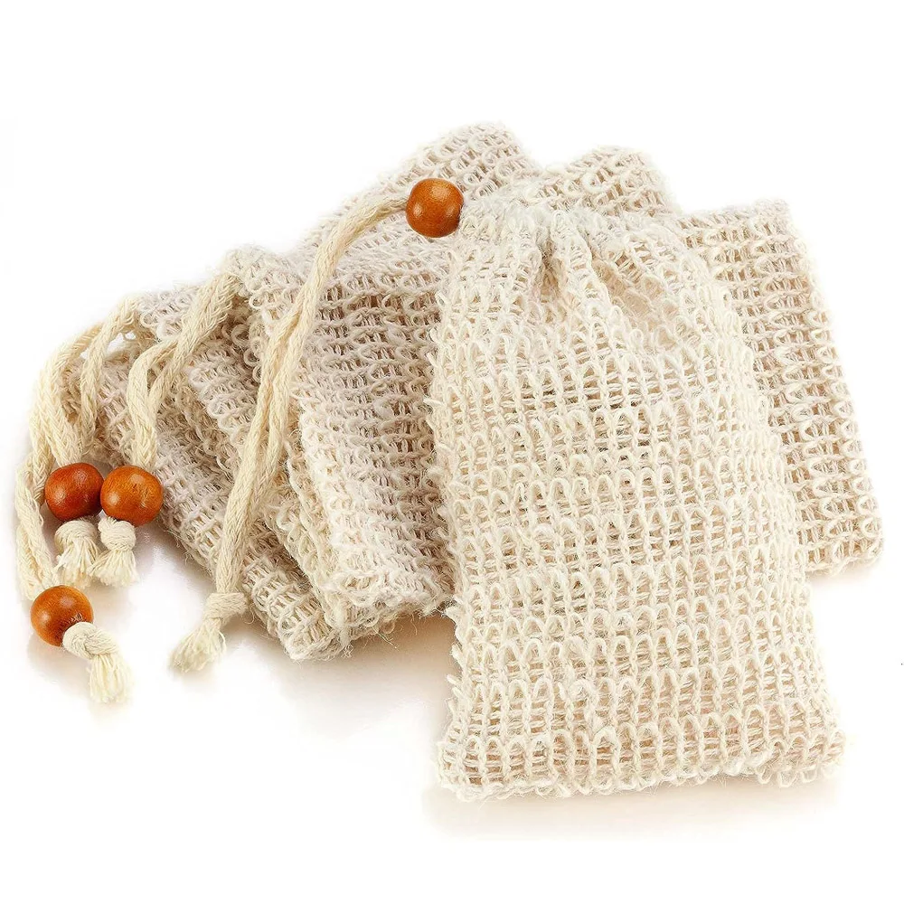 Сумка для геля душа из натурального сизаля Прочный пластиковый держатель