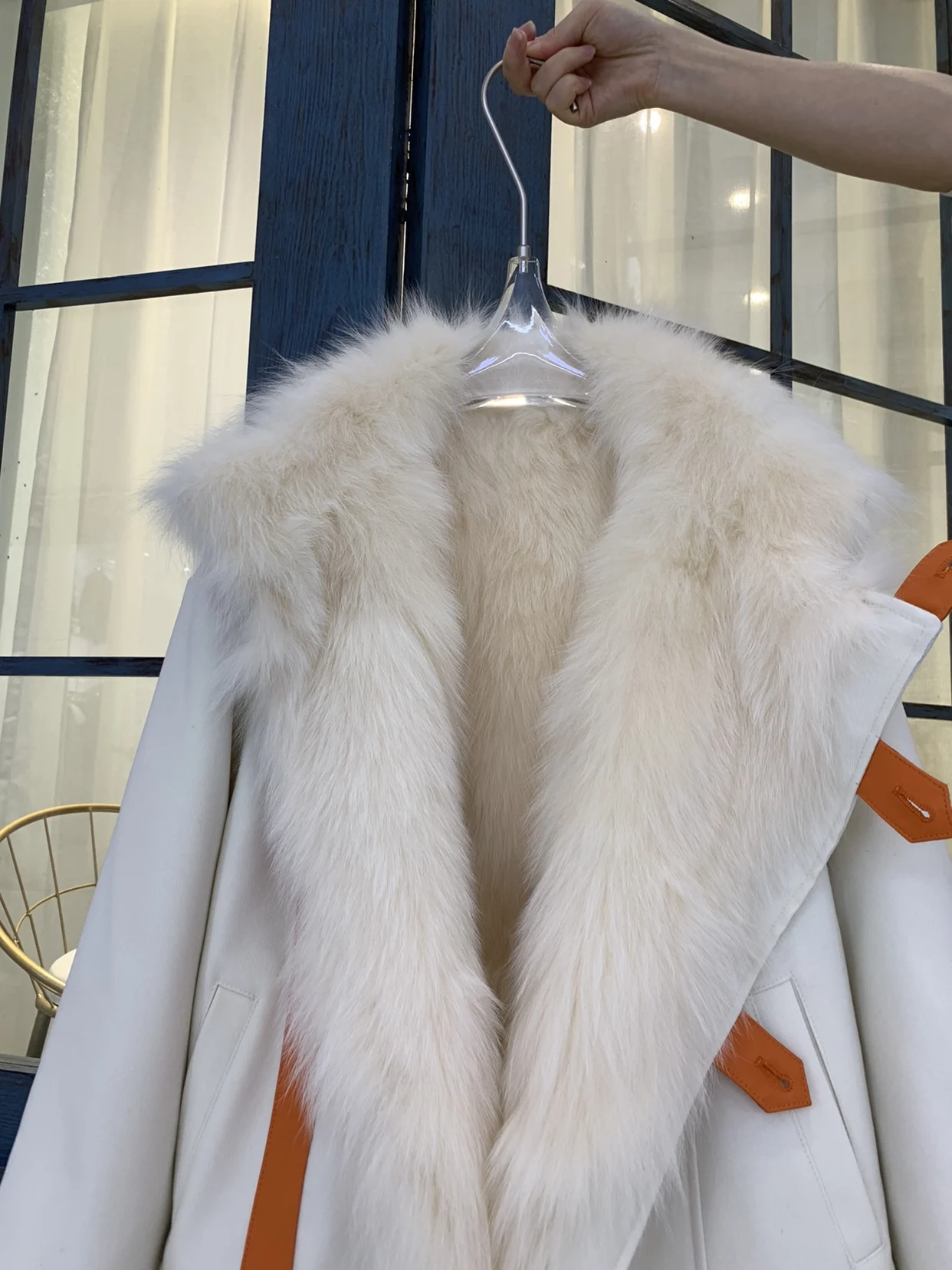 Women's Winter Mid-Length Double-Sided Wear Warm Parker Korean Style Contrast Color Thick Long Sleeve Real Fox Fur Overcoat 2022