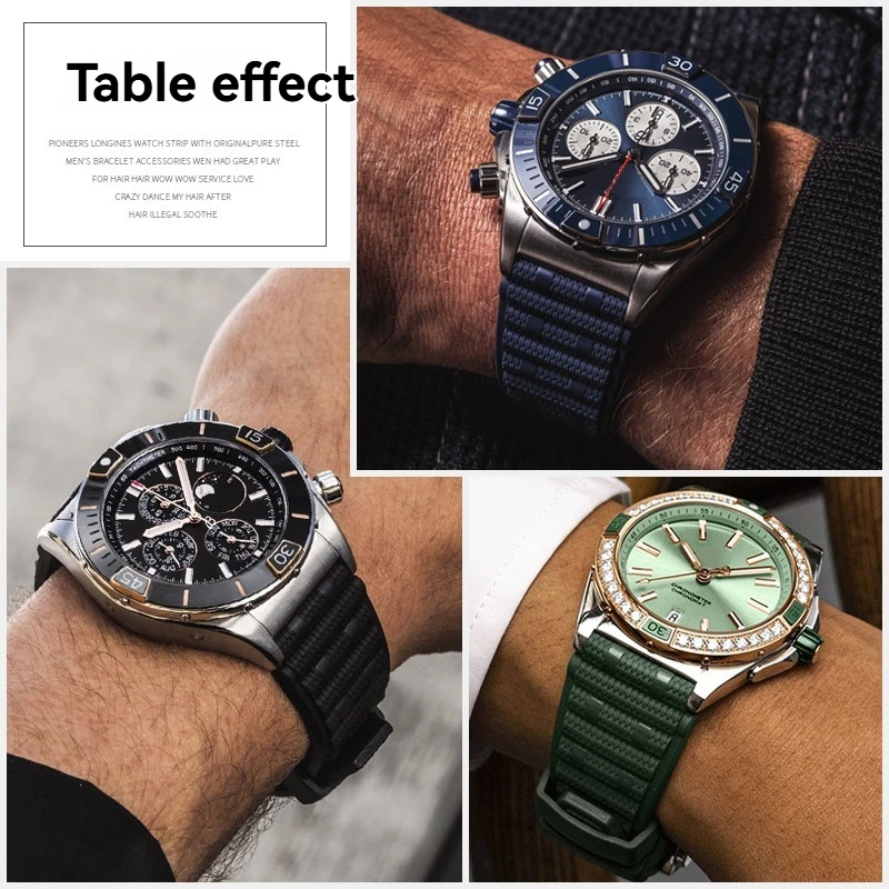 Мягкий ремешок для часов из фторкаучука для Breitling Super Chronomat B01 Superocean Avenger Series, складной ремешок с застежкой, 22 мм, 24 мм (art.: 3920d90ea9949) - 3920d90ea9949