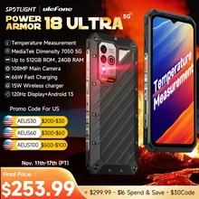 (NEW) Ulefone Power Armor 18 Ultra 5G, Dimensity 7050，24GB RAM,512GB ROM , Android 13,108MP Camera,9600 mAh 66W, 6.58"FHD+ 120Hz