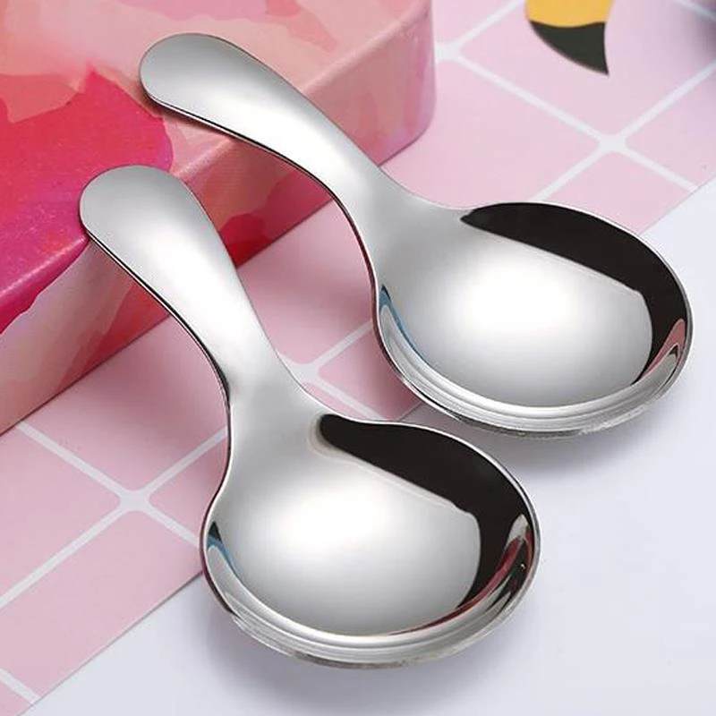 

Cute Stainless Steel Kitchen Spoon Short Handle Sugar Salt Spice Spoon Condiment
