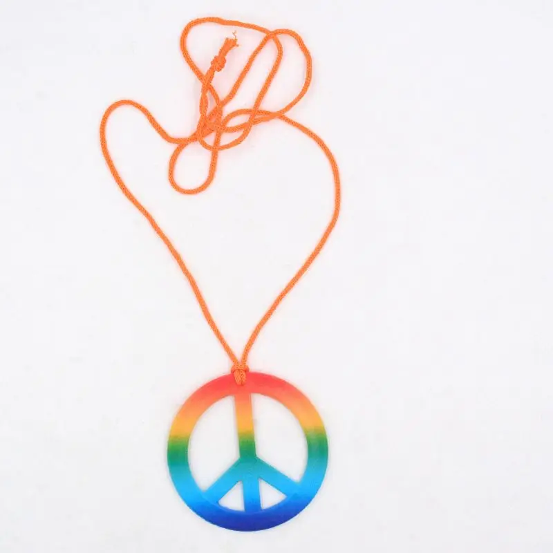Модный комплект бижутерии в стиле хиппи 60 s 70 Радужный знак мира кулон ожерелье