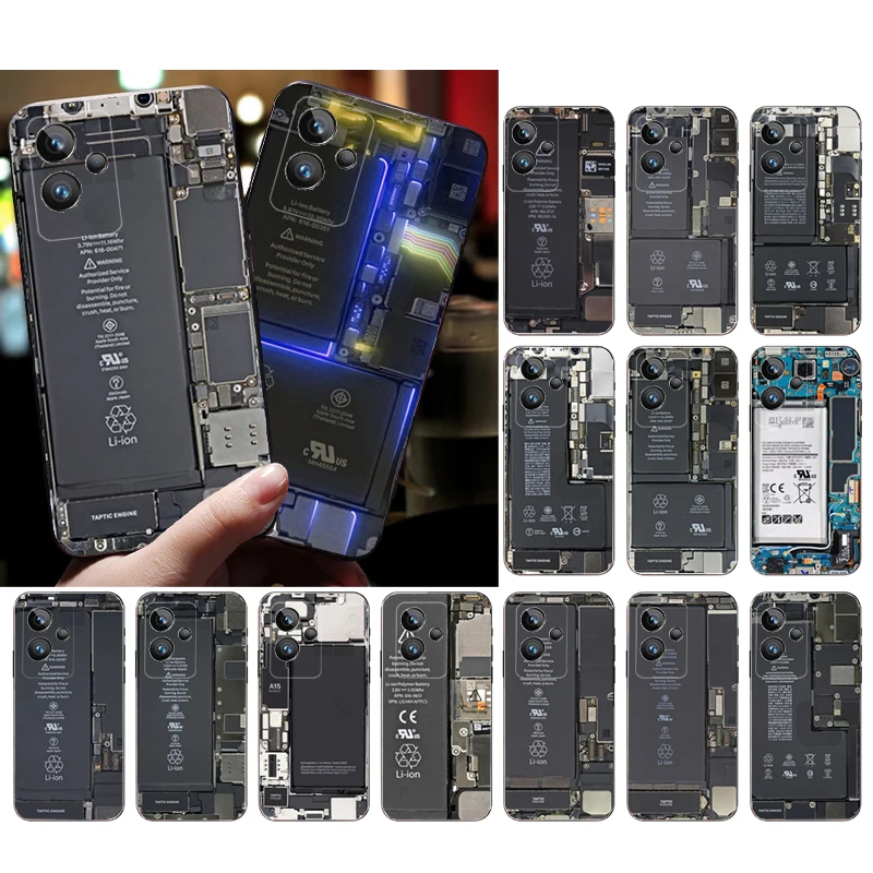 

Phone Case for Realme GT 2 Pro X2 Pro XT C25S 9 8 7 6 Pro GT Master C3 C21 C21Y C11 C35 C31 X3 SuperZoom Battery Circuit board