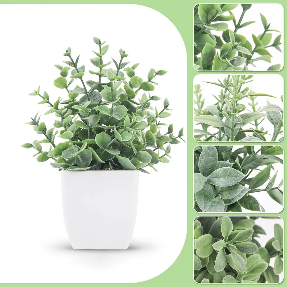 Искусственный бонсай зеленое искусственное растение цветок эвкалипта горшечное