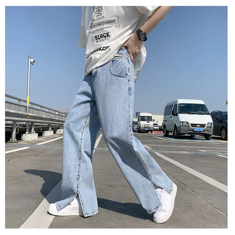 Blue Gray Baggy Jeans Men Fashion Casual Wide Leg Jeans Men Streetwear Loose Hip Hop Straight Denim Pants Mens Trousers S-3XL