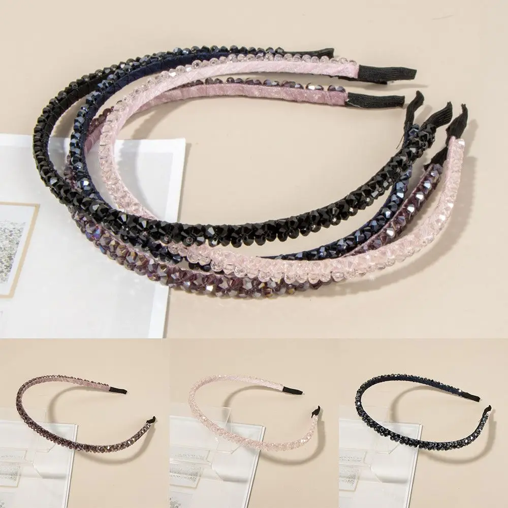 

Thin Chic Rhinestone Women Hair Band Shiny Ornaments Headbands Hair Hoop Accessories