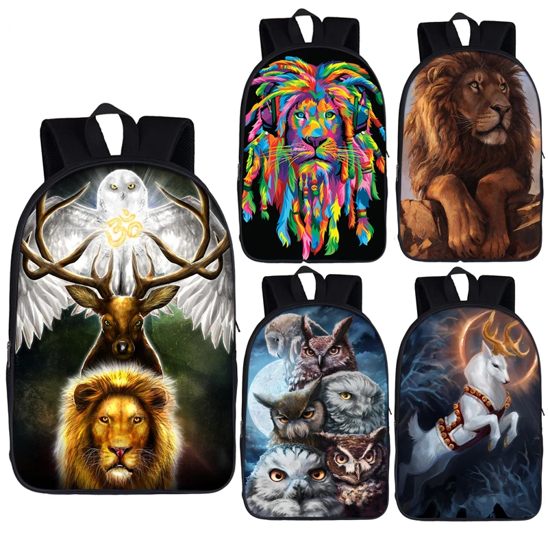 

Animal Lion / Owl / Deer print Backpack Men Women Rucksack Chilren School Bags For Teenage Boys Girls Bagpack Backpacks Book Bag