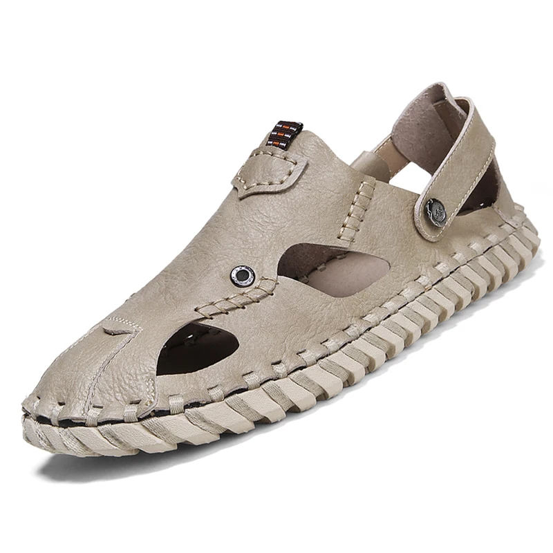 

Summer Men Casual Beach Outdoor Water Shoes Breathable Trekking Fashion Hiking Climbing Fishing Genuine Leather Leisure Sandals