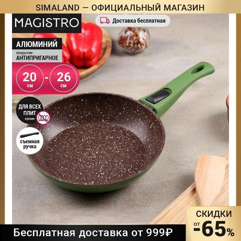 Сковорода кованая Avocado 20см/22см/24см/26см съемная ручка индукция | Дом и сад