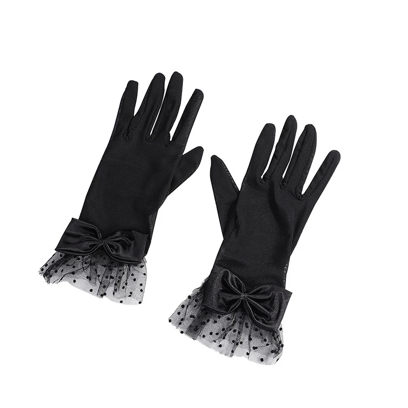 

Women Lace Mesh Gloves Ladies Wrist Gloves Large Bow Knot Marriage Glove Party Cosplay Accessories