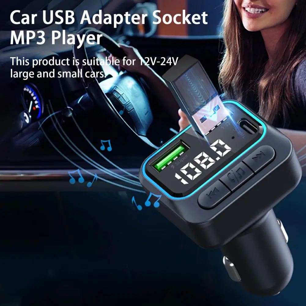 

Car Charger Adapter Practical Handsfree Wide Compatibility Universal Car USB Charger FM Player Auto Accessories