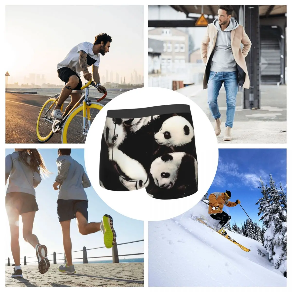 Трусы Pandas Animal Meme дышащие трусы мужское нижнее белье вентилируемые шорты боксеры -