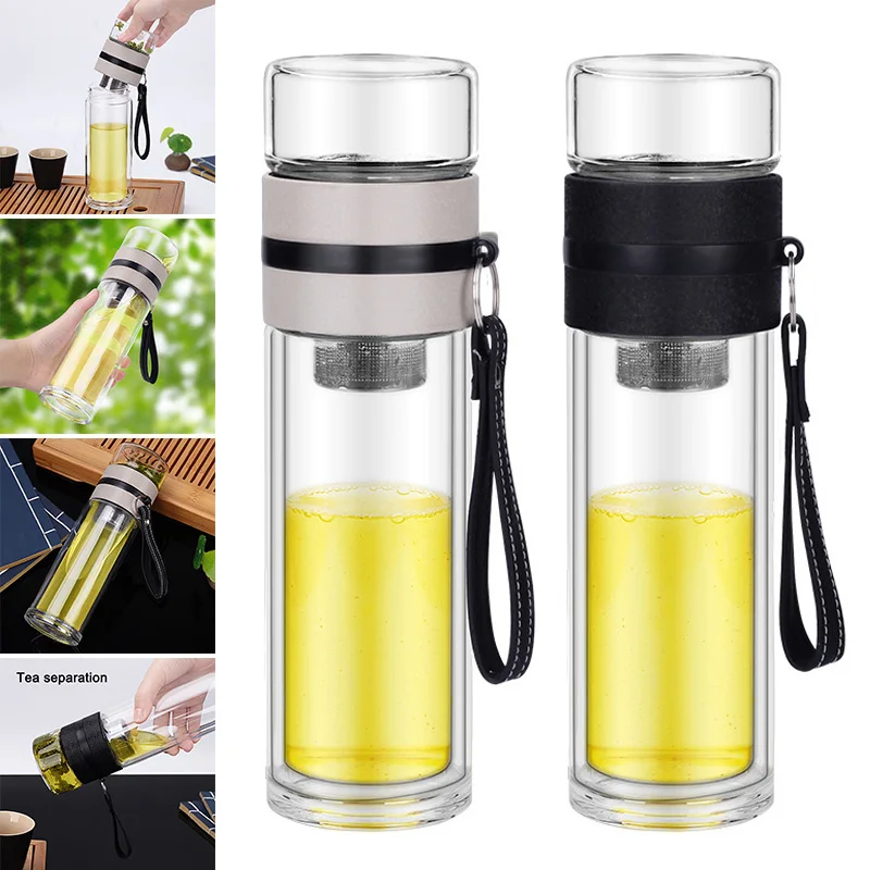

Borosilicate Glass Bottle Tea Stainless Steel Infuser Travel Mug with Strainer for Loose Leaf Tea Indoor Outdoor Easy Carry New