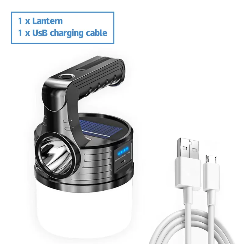 

Новейший светодиодный уличный фонарь для кемпинга, лампа на солнечной батарее с зарядкой от USB, ручной поисковый светильник, ночник для рынк...