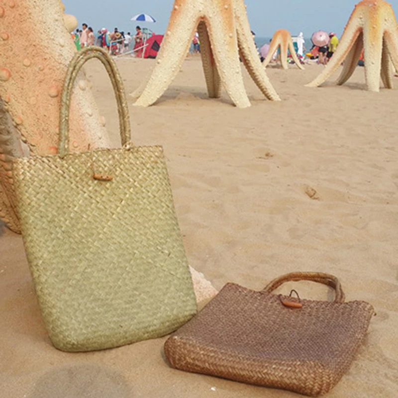 

Women Handbag Summer Beach Bag Rattan Woven Handmade Knitted Straw Large Capacity Totes Bohemia Women Shoulder Bags