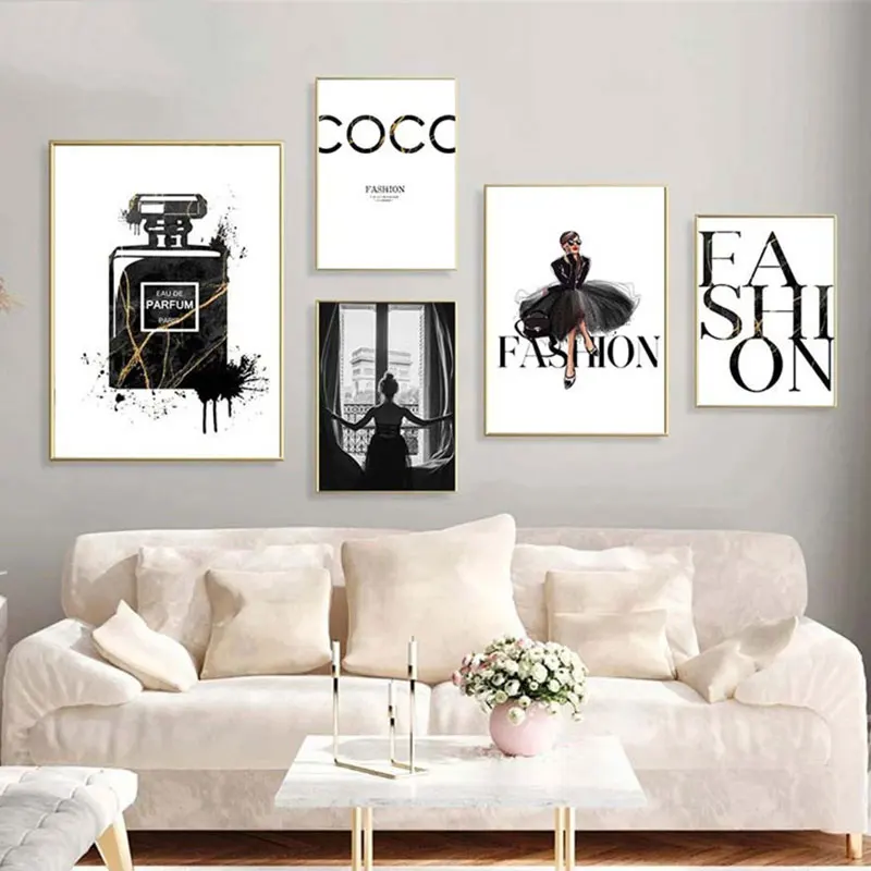 

Black And White Fashion COCO Parfums Poster And Prints Chane Beauty Canvas Painting Living Room Home Decoration Wall Art Picture