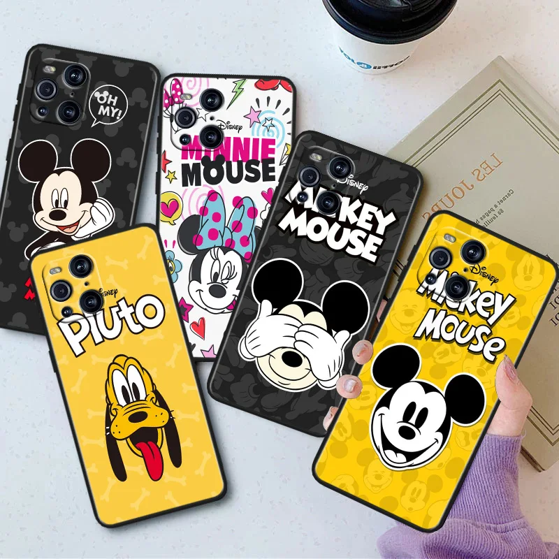 

Lovely Disney Mickey Phone Case For OPPO Find X5 X3 X2 K10 F21S F21 F9 F7 F5 Neo Pro Lite Black Silicone Soft Cover