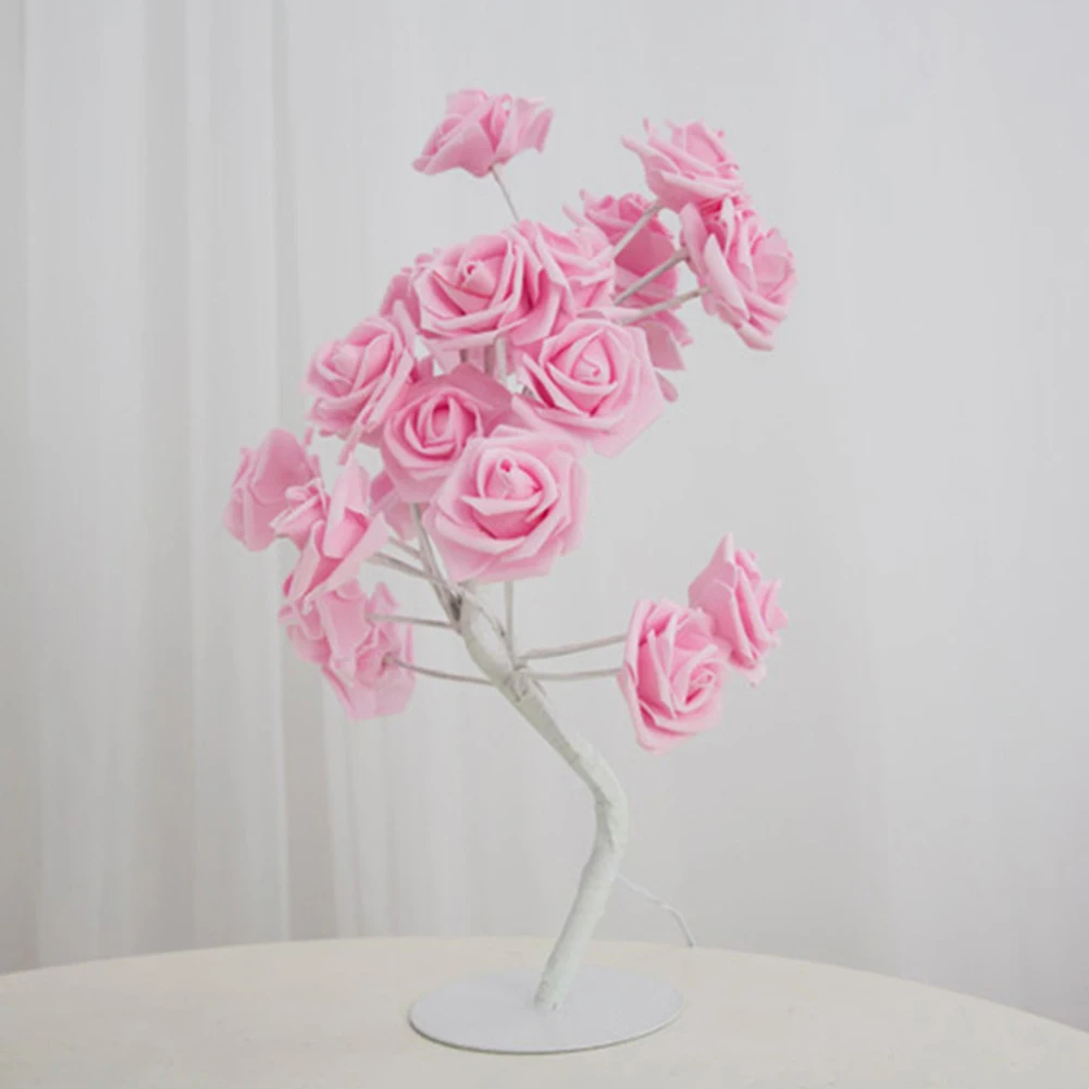 

EU Plug white/pink Rose flower Night Light Events Parties Rose Tree Lamp LED Garland Lights for Home Decoration table lamp