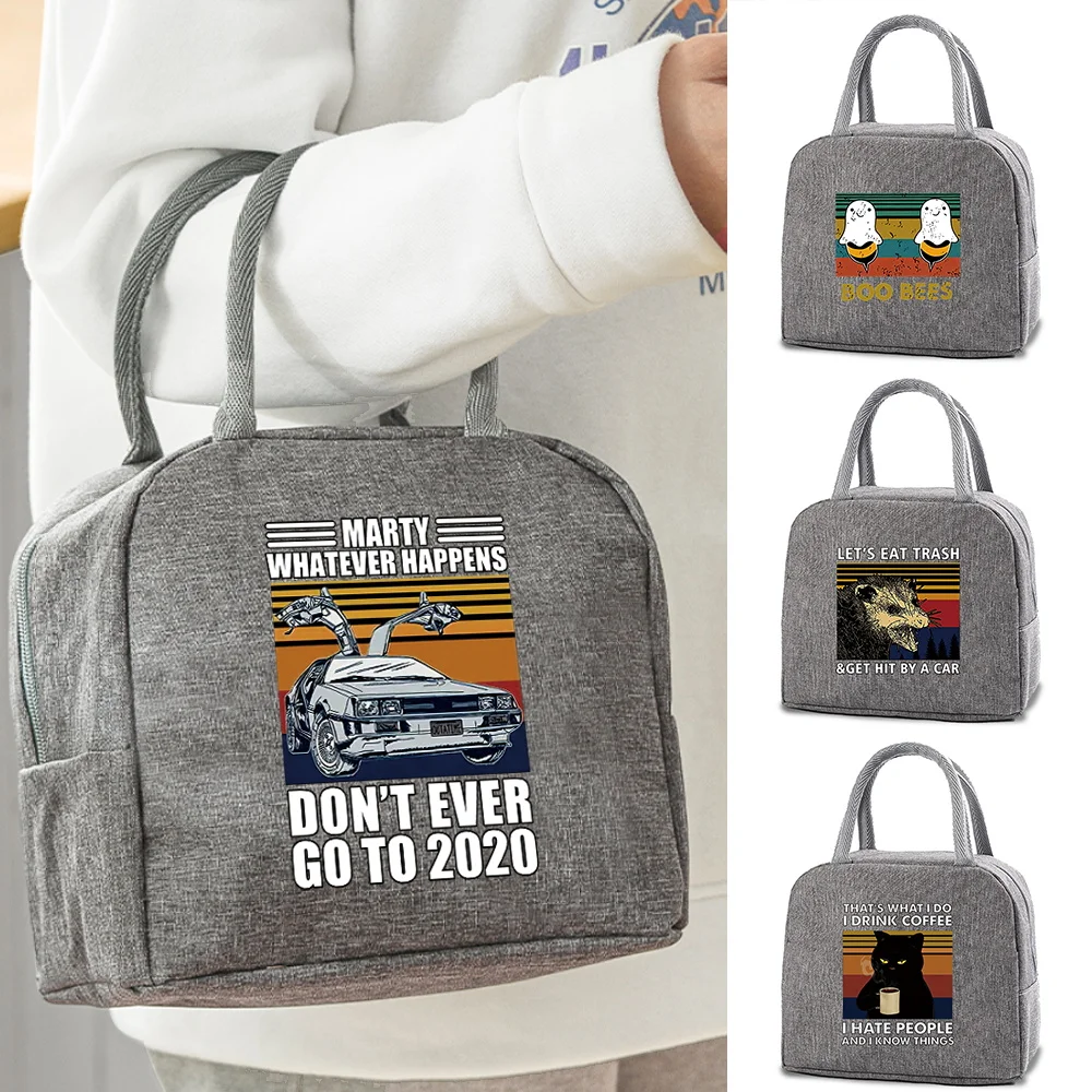 

Women Lunch Bag Portable Insulated Lunch Cooler Tote Thermal Cold Food Container School Picnic for Kids Print Travel Lunchbox