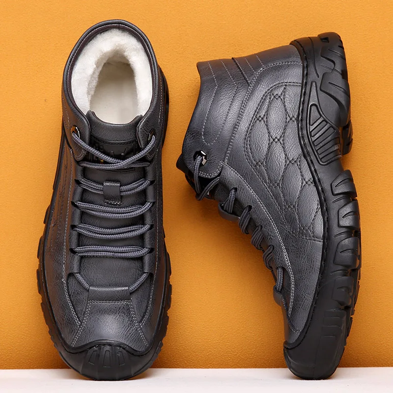 

Handmade High Top fashion casual shoes Winter Wool Lining Men Leather Shoes Hard-Wearing Outdoor Men's Boots S10540-S10546 C1