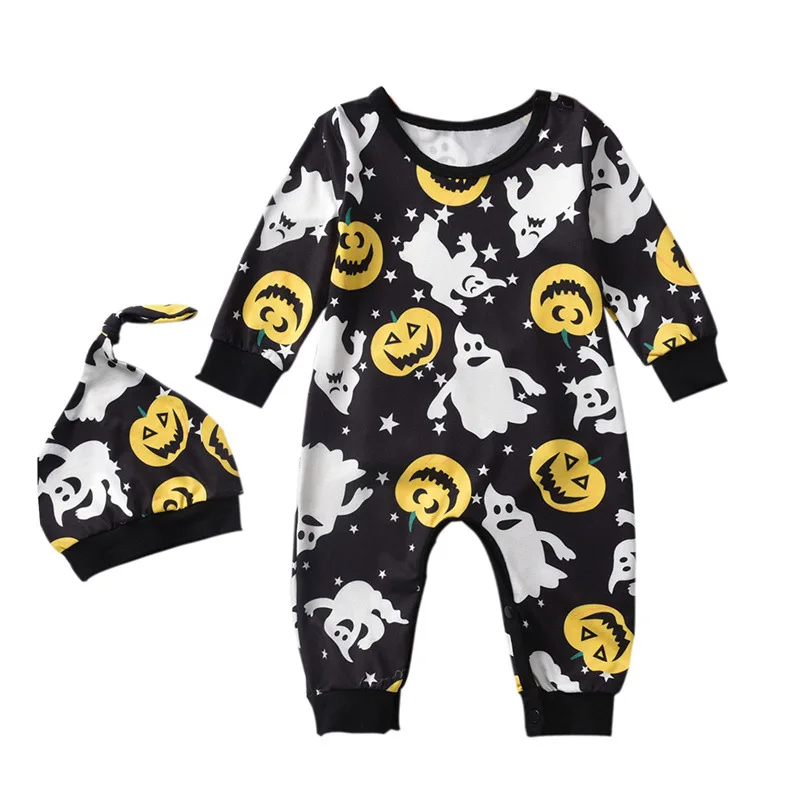 

2022 Infant Newborn Baby First Halloween Jumpsuit Cartoon Ghost Pumpkin Romper Cute Festival Costumes Baby Boys Girls Sets 0-18M