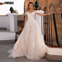 fivsole sweetheart tulle wedding dress 2022 charming lace appliques beach bridal gown strapless boho a line vestido de novia